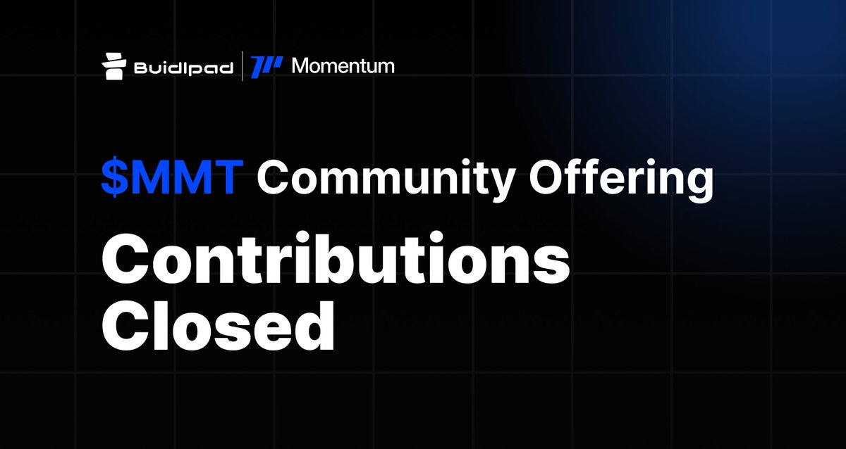 Contributions for the $MMT Community Offering are now closed.

With over $82 million contributed, the offering exceeded its target by 1,800%, showcasing incredible support for <a href="/MMTFinance/">MomentumⓂ️Ⓜ️T</a>!

Sit back and relax as we process settlements and refunds by October 31 at 10 AM UTC. Thank