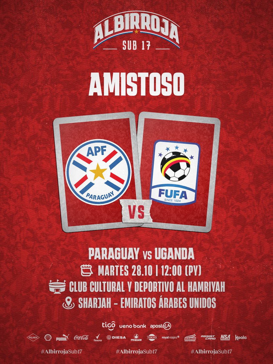 ✅ ¡Recta final antes del gran desafío para la #AlbirrojaSub17 ⚪️🔴!

🔜 🏆🌎

🆚 🇺🇬 
🏟️ Club Cultural y Deportivo Al Hamriyah
🕛 12:00 h

🗞️ goo.su/2xbIm

#VamosParaguay 🇵🇾