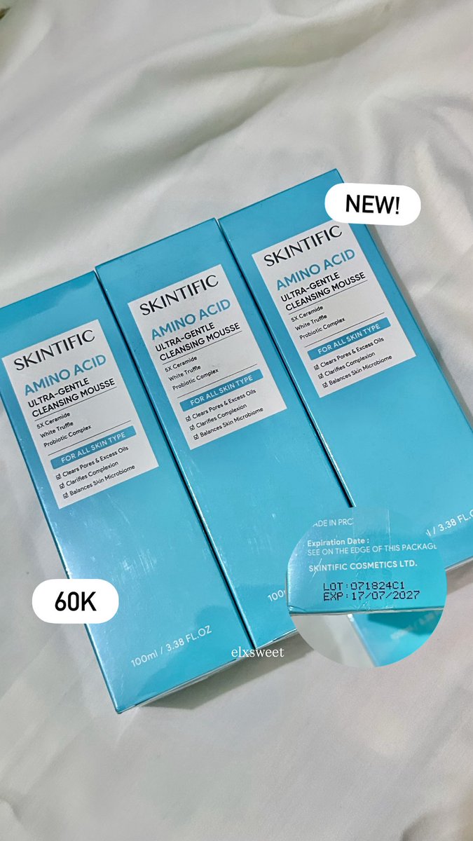 elxsweet's tweet photo. Skintific Amino Acid Cleansing only 60k! 🧊
- new &amp; segel
- original 100%
- exp 2027 (tertera)
- freeongkir by shopee! 🩵

tag wtb wts jual beli cari #zonauang #zonajajan https://t.co/s6rKyMiEtN