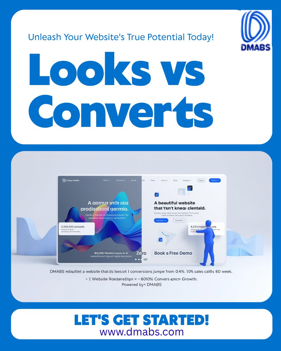 dmabs_digital's tweet image. 💡 “Looks vs Converts — Why 90% of B2B Websites Fail to Generate Leads”
Leads don’t come from pretty design. They come from:
🔸Clear CTA above the fold.
🔹 Social proof near decision points.
🔸 Conversion-first copy.
🔹Booking forms with instant scheduling.
 #WebsiteConversion