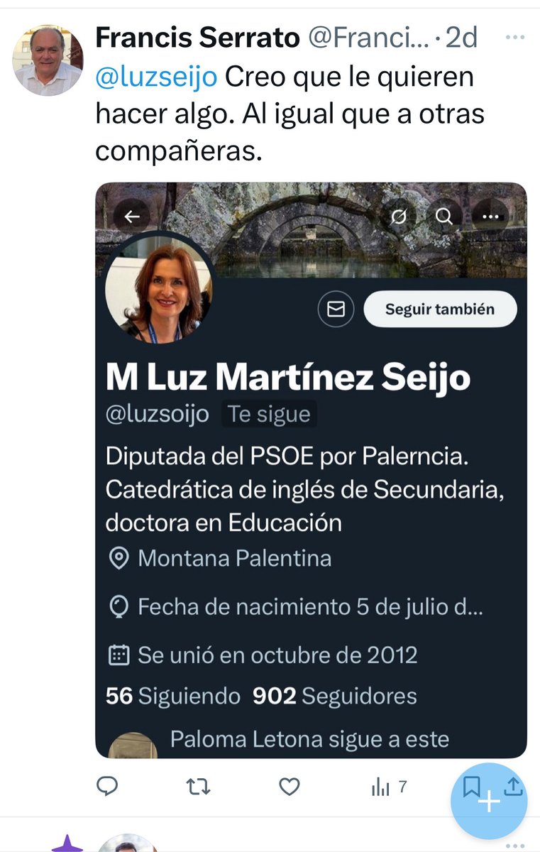 ‼️ A mis seguidores: alguien con la cuenta <a href="/luzsoijo/">M Luz Martínez Seijo</a> está utilizando mi identidad, la foto de mi perfil y portada con fines lucrativos.
Está denunciado en X y en la Policía. 
Si alguien con esa cuenta se pone en contacto, por favor, reportad y denunciad la cuenta.
😞😞😞