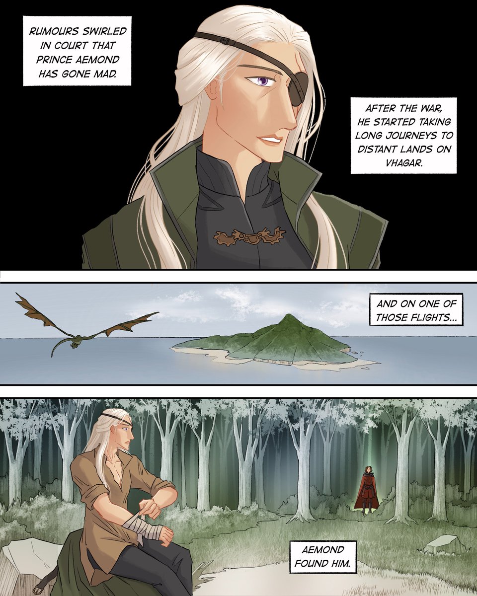 johanirae's tweet image. Rumours swirled in court that Prince Aemond has gone mad. (1/2)
#Lucemond
For #Hotd2025Bingo prompt “Deserted Island” and #lucemondhallows prompt “Mystery”