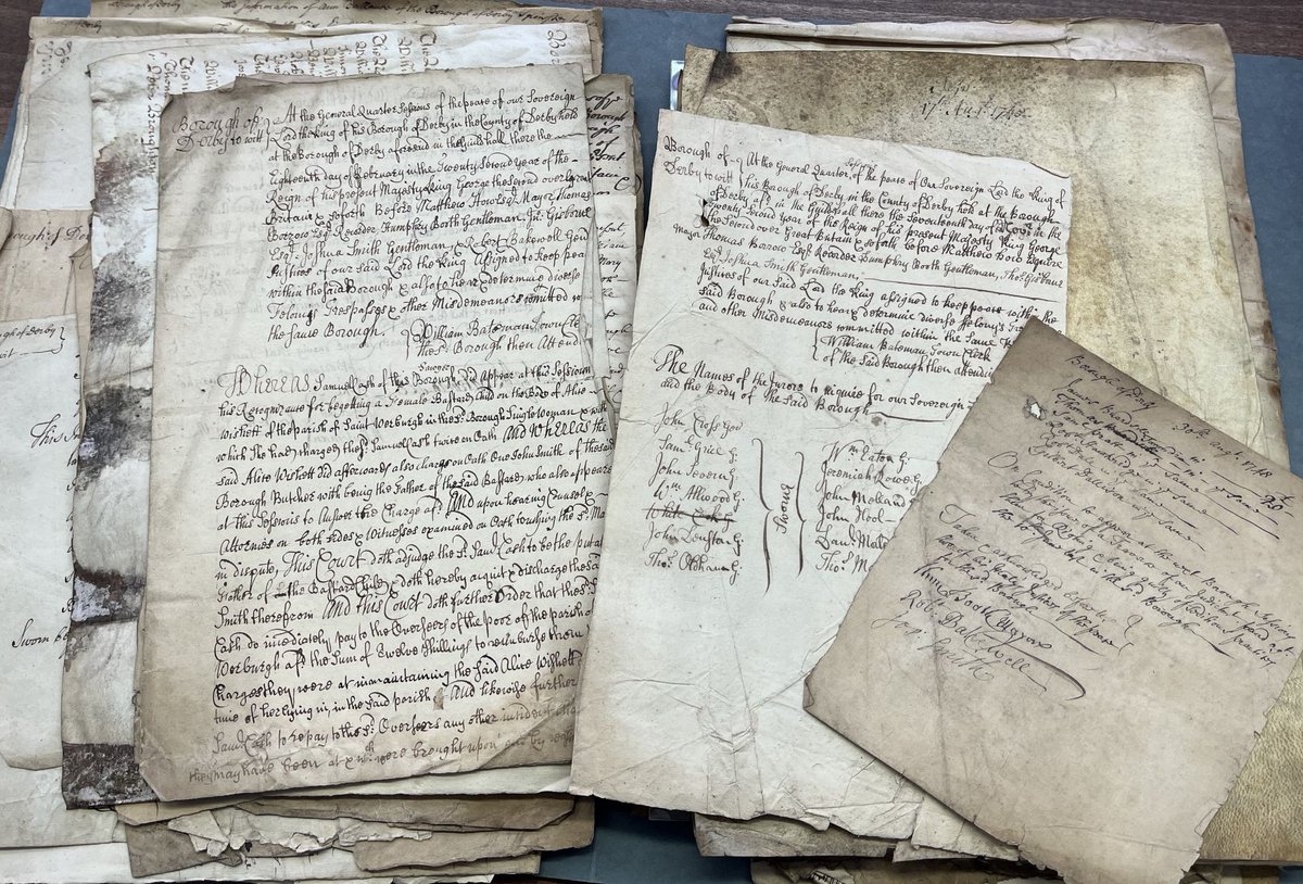 DerbyshireDRO's tweet image. Take a peek into the 1700s with our #ArchiveOfTheWeek, Derby Borough Quarter Sessions. It dealt with all sorts: road repair, illegitimate children and all kinds of petty crime, like the theft of a quilted petticoat, apron and fine woollen gown from a garden in Nov 1758.