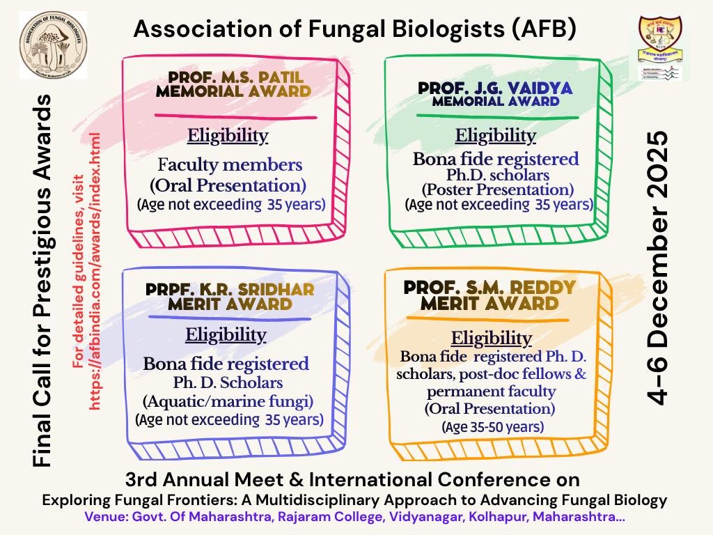 Happy to share details of Final call for AFB Awards….