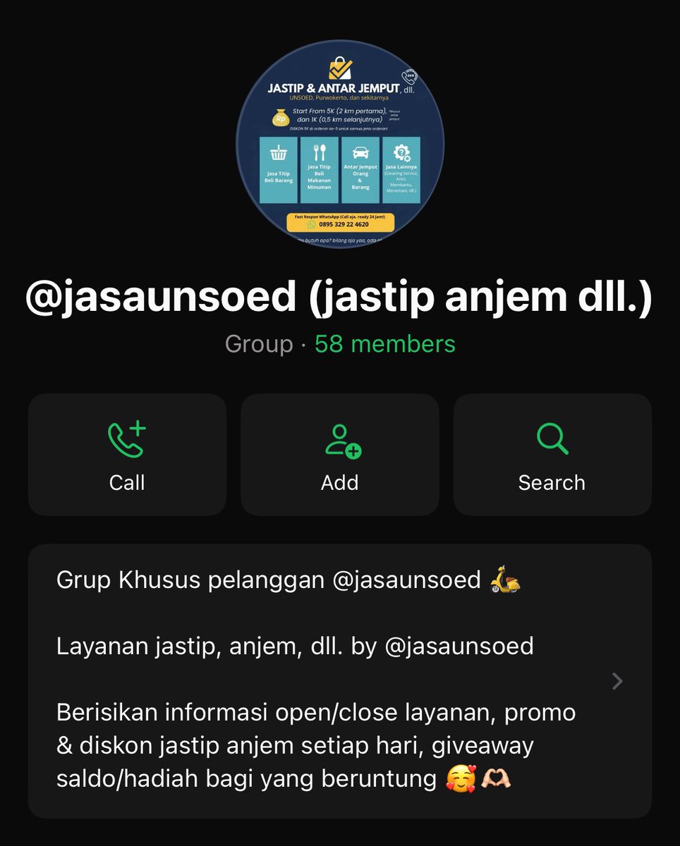 jasaunsoed's tweet image. guys udah open ya 👋🏻

jastip anjem dll start from 5K open 24H

unsoed, purwokerto, dst.

fast resp wa di bio, 150+ testi di pinned 📍

ada grup wa juga, yuk join free di link ini, ada promo setiap hari dan giveaway receh juga 🥰

chat.whatsapp.com/KHkzGgJSIoKKsd…

#jastip #anjem #unsoed