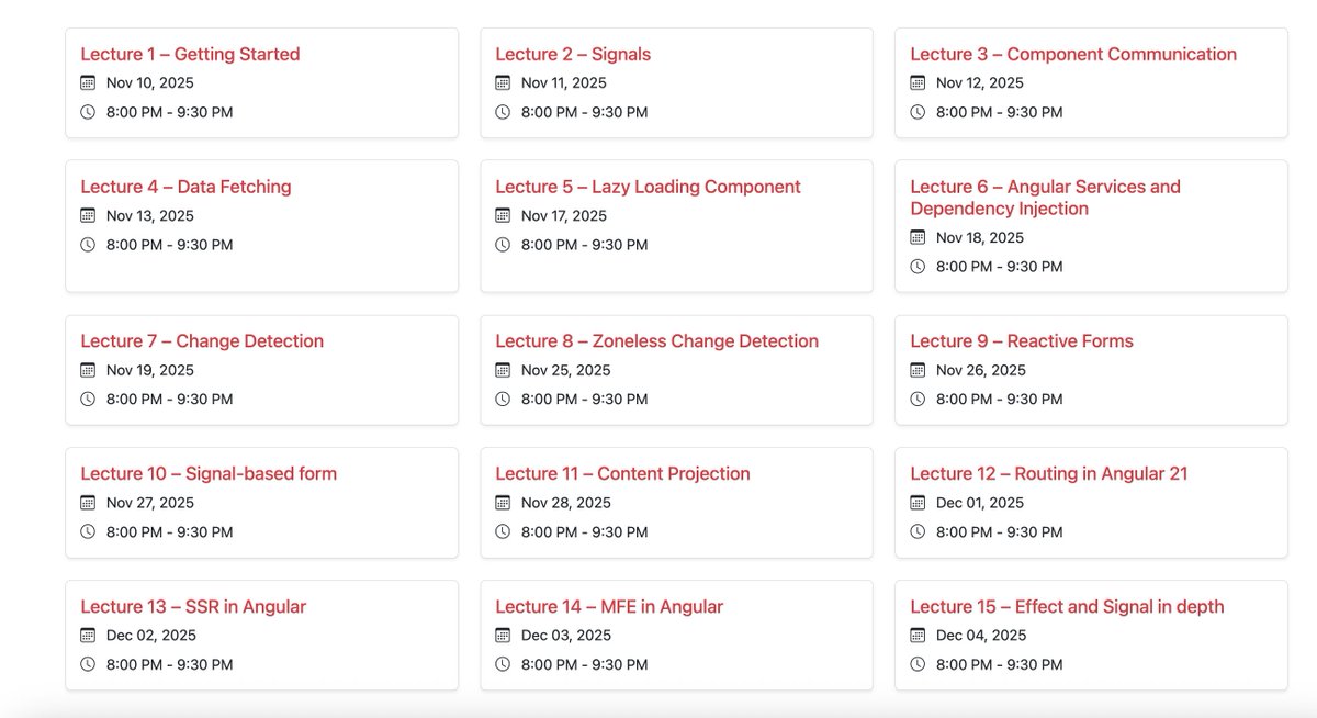 nomadcoderai's tweet image. Join the next #ngIndia Modern #Angular Masterclass.

👉 15 Lectures
👉 Online classes at 8 PM
Fee - 17000 INR ( Inclusive of all)

nomadcoder.ai/training/1

To join, message me or email dhananjay@nomadcoder.ai

#angular #nomadcoder #ngIndia