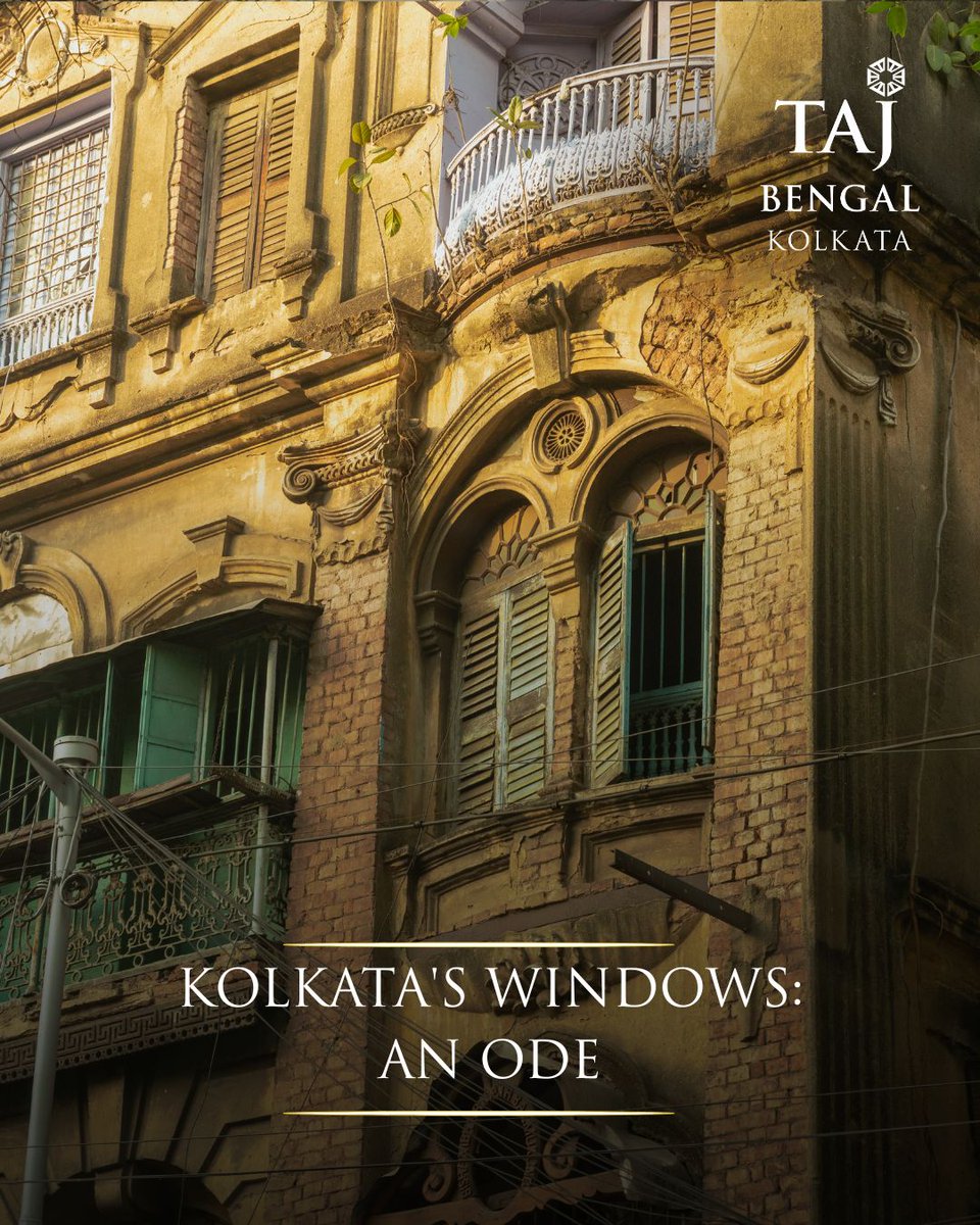 TajBengal's tweet photo. The windows of Kolkata are silent witnesses to centuries of movement. Iron grills in varied patterns and shutters half-open to the world outside tell stories of lives lived within and beyond them. Each is the tale of an era, captured in architecture.

#TajBengal #TajHotels https://t.co/h8humJf2yy