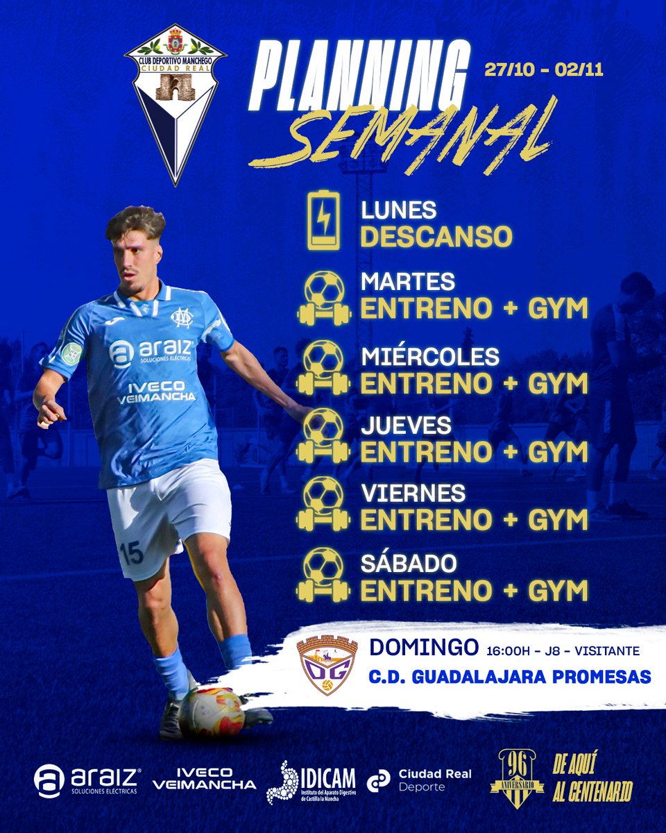 🌞🌞🌞🌞🌞#BuenosDías, novena semana liguera con desplazamiento el domingo a casa del <a href="/CDG_cantera/">C.D. Guadalajara - Cantera</a> a las 16:00 h.

A continuación el resto de horarios de nuestros equipos que compiten:

⚽️FILIAL (2ª Aut., G.4) JORNADA 7   
🆚U.D. LA FUENTE GRUPO 3P "B"
🕝Domingo 16:30h POLI -