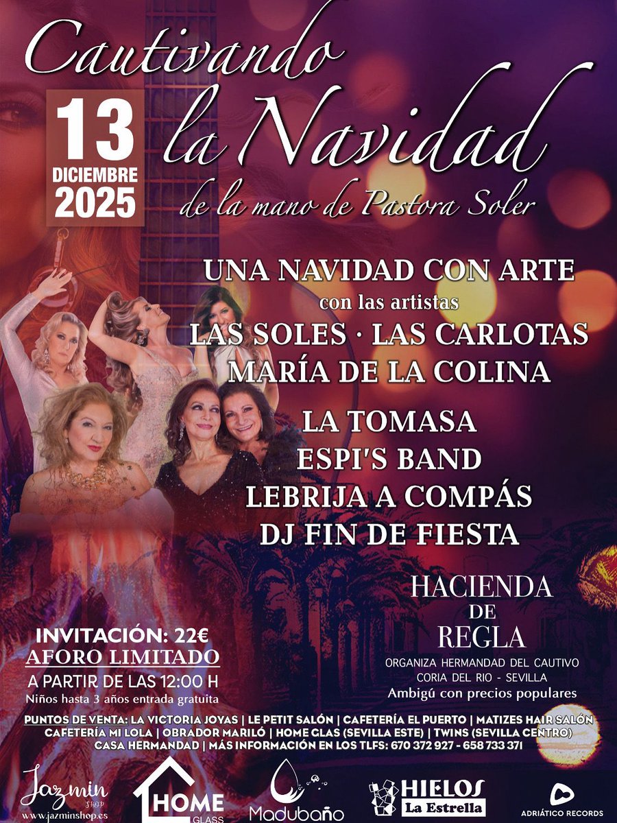 VUELVE CAUTIVANDO LA NAVIDAD 

Os presentamos la tercera edición de "Cautivando la Navidad", nuestra fiesta navideña en un entorno lleno de encanto.

Entradas ya a la venta. Aforo limitado.

🗓️ 13 de Diciembre 
🕛 A partir de la 12.00 h
🏡 Hacienda de Regla