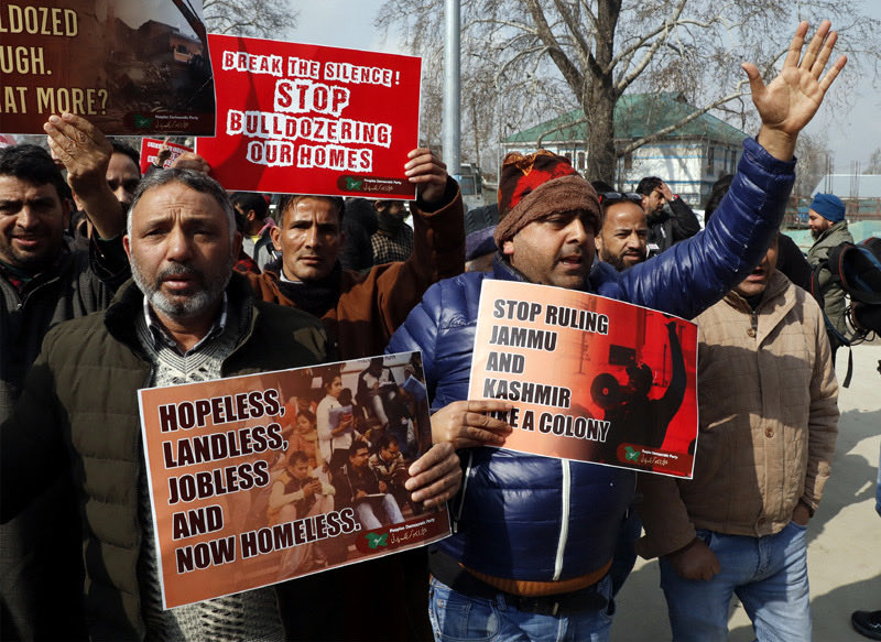 Threat of a bulldozer now looms over every home in J&amp;K where people have lived for decades. While illegal colonies in Delhi &amp; Haryana were legalised, Omar Abdullah backed by BJP MLAs known for Bulldozer Politics rejected the J&amp;K Land Rights Bill. Hypocrisy &amp; JKNC are two sides of