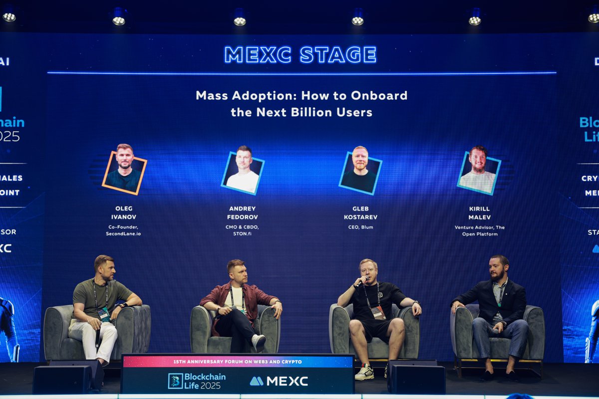 🌍 From first tap to lifelong user – that was the mission in Dubai!  @gleb_crypto on stage with TON experts at @BlLife_Forum: “Mass Adoption:  How to Onboard the Next Billion Users” Thanks