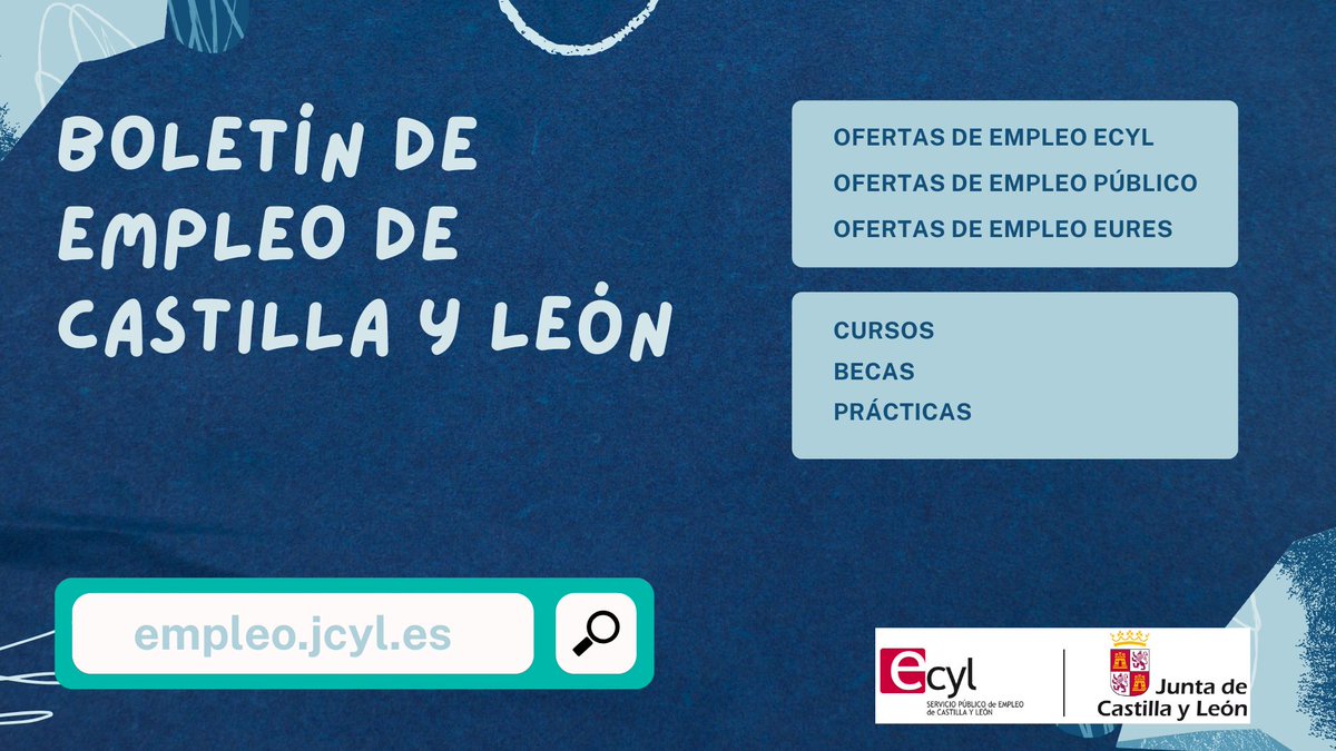 #Boletinempleo elaborado por <a href="/empleojcyl/">Empleo Castilla y León - eCyL</a> 
#OfertasEcyl #EmpleoPúblico #EmpleoEures #Cursos
#Seminarios #Becas #Prácticas #Orientación
ℹ️ is.gd/rzNMkG (boletín 5 noviembre)
❗️ Puedes suscribirte y recibir el boletín en📧
#OrientaciónLaboral #OrientaciónEcyl #boletinEcyl