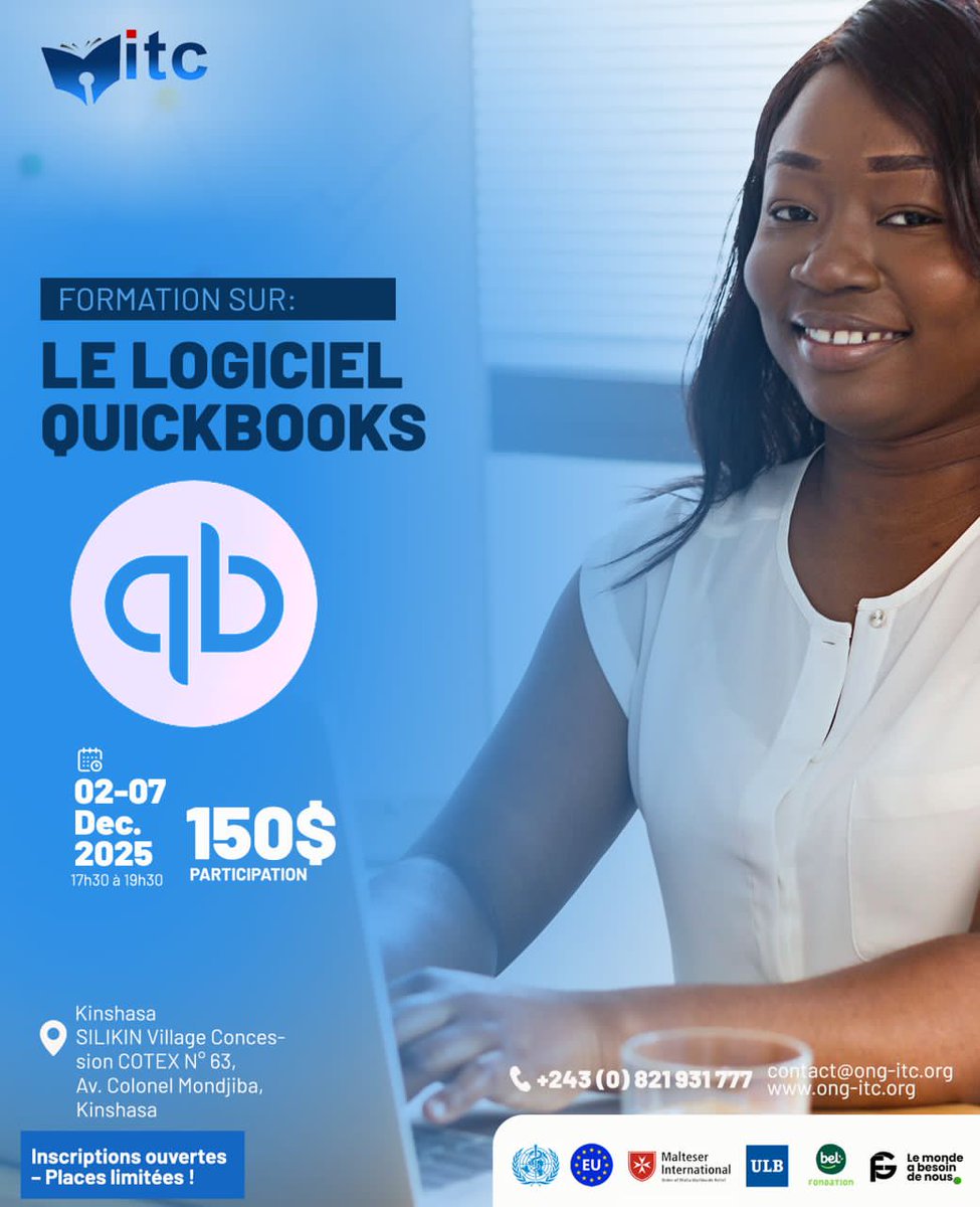 ChristianP68854's tweet photo. 🎓 Formations Professionnelles – Novembre 2025

1️⃣ Formation en Ressources Humaines
2️⃣ Formation en Finance avec le logiciel Sage 100
3️⃣ Formation sur le logiciel QuickBooks
📅 Dates : du 10 au 15 novembre 2025
🕒 Heures : 10h00 – 12h00 &amp; 17h30 – 19h30💵 Frais de participation https://t.co/iV5Ahy82Eg