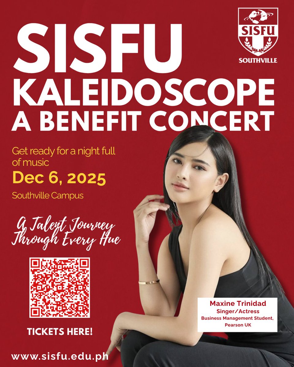 Exciting news! Maxine Trinidad is joining us as a special guest at SISFU Kaleidoscope! Get ready for an unforgettable performance that showcases her unique artistry! More surprises coming soon!

Grab your tickets now! 👉 forms.gle/4H4uDtddgwZYQw…