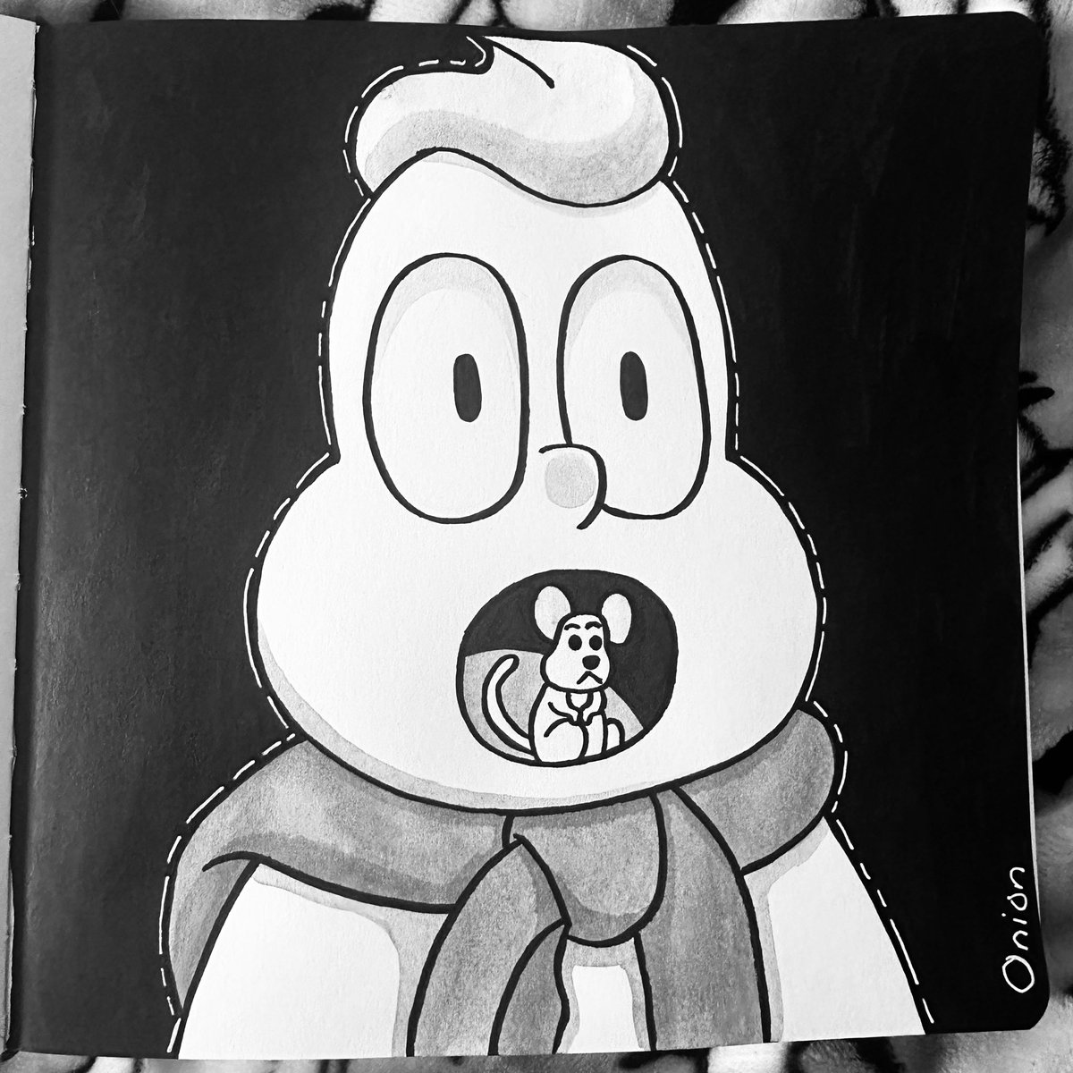 Day 27, Onion. Nothing is creepier than Onion from Steven Universe 🤣 #inktober #inktober2025 #inktoberonion #stevenuniverse