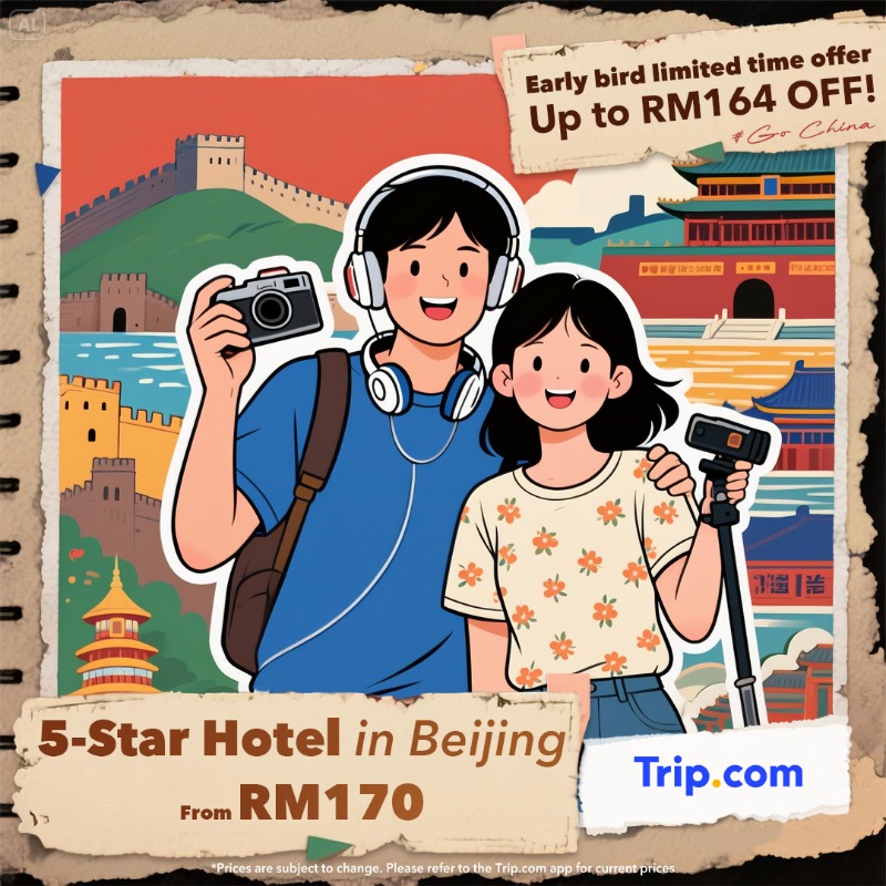 Trip's tweet photo. 🤩Up to RM 164 OFF CHINA TRAVEL！
Claim your exclusive China Promo Code Pack now - limited quantity only!