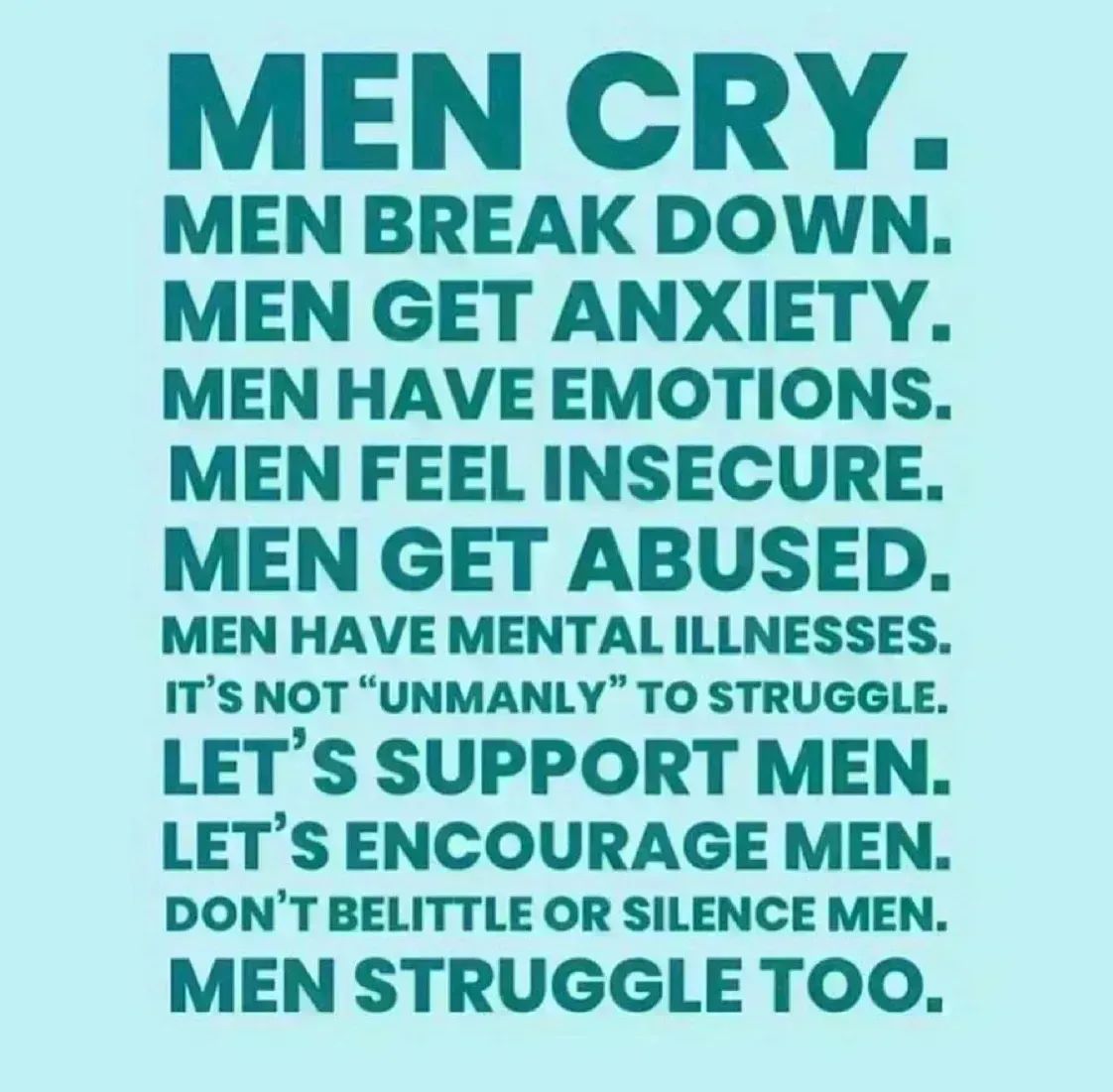 Let’s shout it loud—men’s mental health can’t wait! Toxic masculinity has silenced too many, painting help as weakness. 

It’s time to shatter that lie and #MakeMentalHealthForAll a movement.