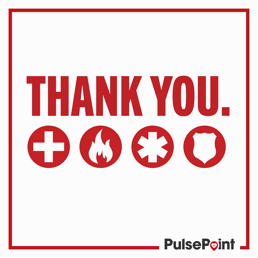 pulsepoint's tweet image. Today is National First Responders Day! Thank you for your service and dedication.