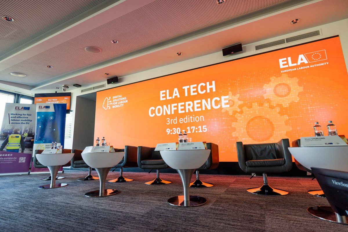 EU_ELA's tweet photo. 🎬 #ELATech2025 starts today in Bratislava 🇸🇰

Stay tuned as experts and policymakers explore how technology is reshaping the world of work and labour mobility in Europe. 🇪🇺

🔗 Follow live: https://t.co/i5muXCdNeX

#EULabourAuthority https://t.co/rVJ1XVz1MF