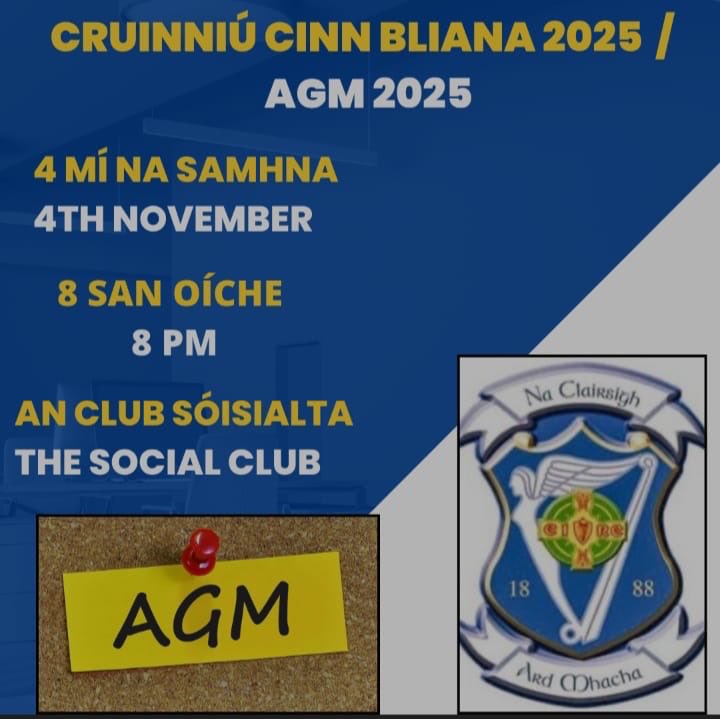 The 2025 AGM is just a week away. 

Nomination &amp; Motion papers are available from the Secretary and must be returned by this Friday, 31 October.