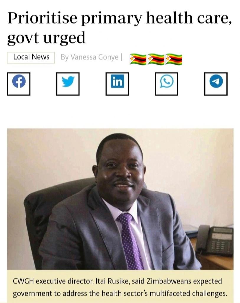 We maintain our emphasis on revitalization of Primary Health Care  implementation in order to strengthen the health care system and improve public health practices which have been severely neglected in our country #PHC <a href="/CWGH1/">CWGH-Zimbabwe</a> <a href="/MoHCCZim/">Ministry of HealthZW</a> <a href="/hsczimbabwe/">Health Service Commission Zimbabwe</a> <a href="/WHO_Zimbabwe/">WHO Zimbabwe</a> <a href="/CSOs4UHC/">CSEM (UHC2030 Civil Society Engagement Mechanism)</a> #UHC