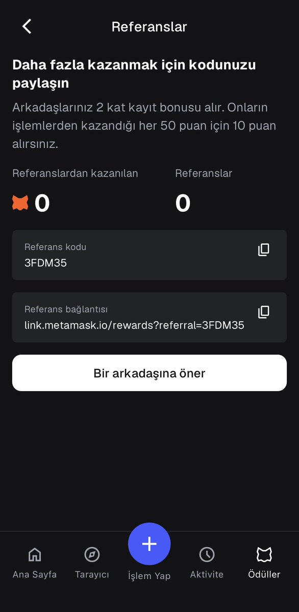 OnurBoraSahinn's tweet photo. Artık Mobil #MetaMask ‘a girdiğinizde ödüller kısmı otomatik olarak geliyor (app güncel ise). Buradaki puanlar #AirDrop için diye düşünüyorum. Referanssız girlebiliypt fakat uyarıyı göreceksiniz ki ref kodu girmek size de puan kazandırıyor. Birden fazla cüzdanı aynı alanda ekleyebiliyorsunuz. 

Ref: 3FDM35

https://t.co/YgfvKzgU1u

Postu görüp başka yerden ref giren arkadaşlar bi zahmet görüşmeyelim. 1 değil 2 değil. Madem senin faydanın dokunacağı bir değilim , görüşmeyelim. Çok ayıp.