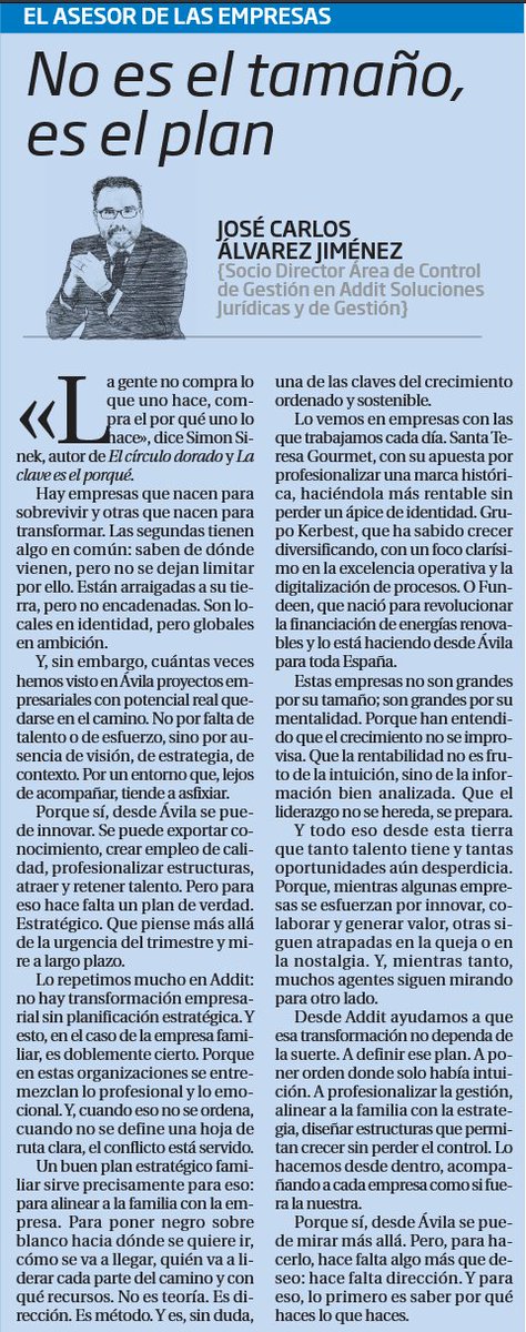 🚀 No hay transformación empresarial sin planificación estratégica.

Hemos visto empresas familiares de todos los tamaños crecer, profesionalizarse y abrir nuevos mercados.

No por suerte. 👉 Por método.

📈 El análisis de <a href="/JCesCiudadano/">JC Álvarez 🌾</a> 

#empresafamiliar #pymes #empresas #Ávila