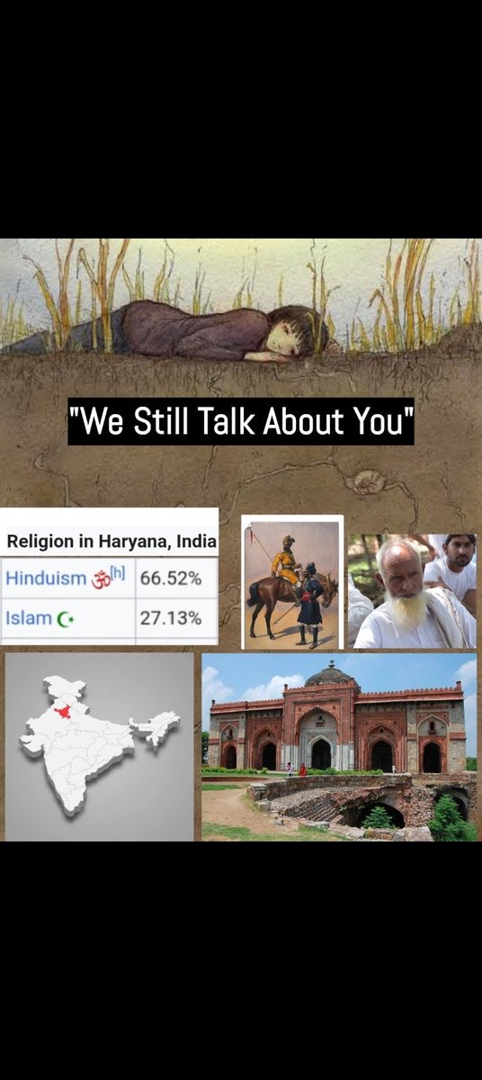 अगर 1947 विभाजन में हरियाणा के मुसलमानो को भगाया नही गया होता तो आज 40% मुस्लिम होते हरियाणा में। हरियाणा के 75% राजपूत मुसलमान थे यही हमारी सबसे बड़ी ताकत थी। मुस्लिम राजपूतों के बड़े बड़े गावों की बड़ी बड़ी मस्जीदे आज वीरान हो गई।

We still talk about you