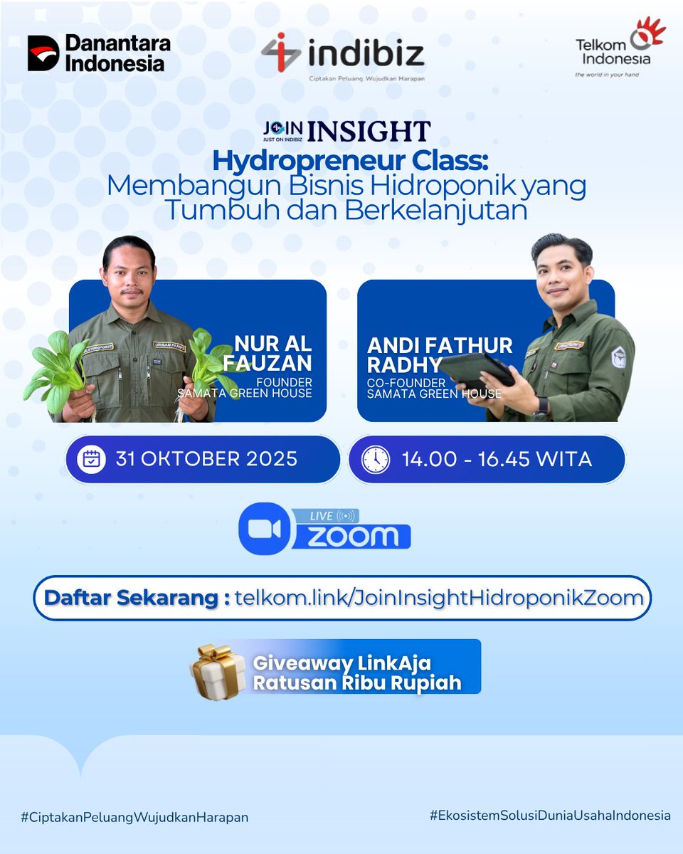 Indibizkti's tweet photo. 🌱 Hydropreneur Class kini hadir online!
Belajar langsung dari praktisi hidroponik berpengalaman &amp; temukan peluang bisnis hijau berkelanjutan 💡
📅 31 Okt 2025 | 🕓 14.00 WITA | 💻 via Zoom
🎁 Giveaway &amp; 📜 E-Sertifikat
Daftar 👉 https://t.co/t4R96Ghlup

#Indibiz https://t.co/l02gl37Quv