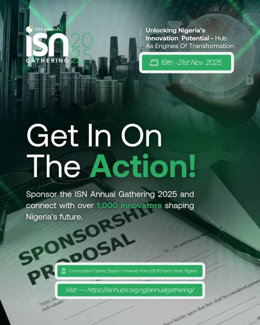 Engr_hauwerh's tweet image. The biggest tech and innovation gathering in Nigeria is coming to Kano!
This November, the @isnhubs Annual Gathering will unite founders, hubs, investors, policymakers, ecosystem leaders and innovators in one powerful space,1 ecosystem, 1 vision.