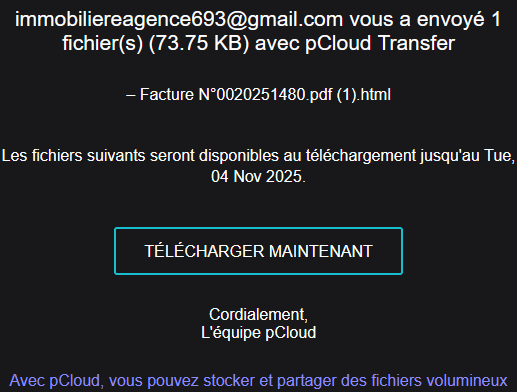 Some Phishing sent with <a href="/pCloudapp/">pCloud</a> transfert. This phishing is already detected by our additional signatures for #Clamav antivirus. Hey <a href="/pCloudapp/">pCloud</a>, what are you waiting for to use our signature databases ?