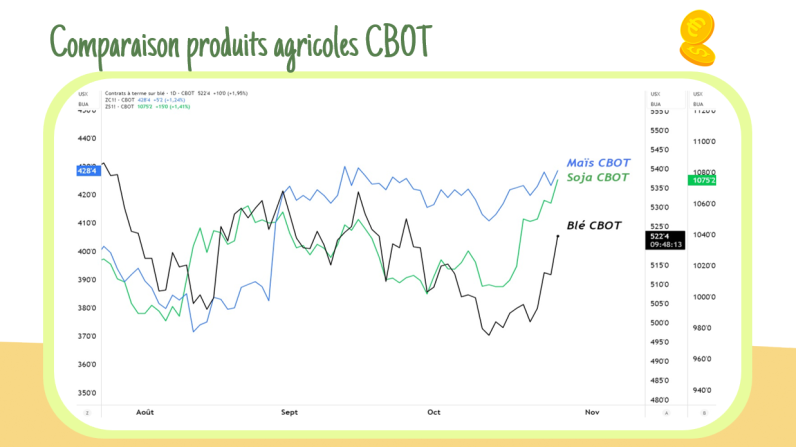 🇪🇺📈 Hausse des cours agricoles sur Euronext
L’accord Chine–États-Unis a ravivé la volatilité mondiale.
➡️ Euronext en profite :
🌾 Blé +3,25 €/t
🌽 Maïs +3,00 €/t
🟡 Colza +3,25 €/t
Les signaux techniques sont là, mais prudence : Trump reste… imprévisible.