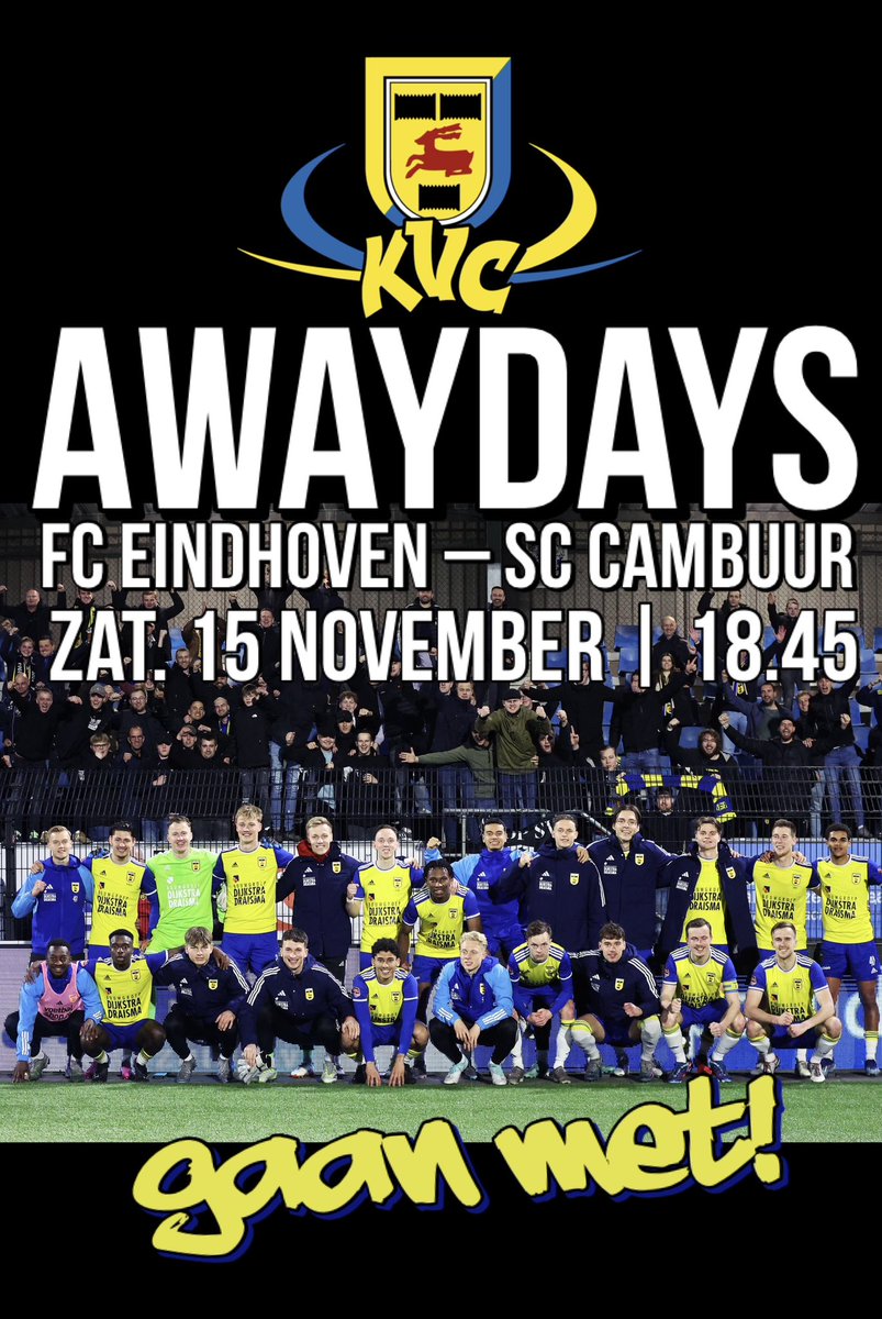 Kaartverkoop Awayday tegen FC Eindhoven is begonnen. 

𝐆𝐀𝐀𝐍 𝐌𝐄𝐓! 

🔗 tickets.cambuur.nl