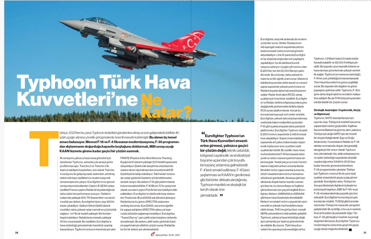 Türkiye ile Birleşik Krallık Arasında Eurofighter İşbirliği: 20 Typhoon İçin Anlaşma İmzalandı
Başbakan Starmer, sosyal medya hesabından yaptığı açıklamada Türkiye ile 20 adet Eurofighter Typhoon alımına yönelik 8 milyar sterlin (yaklaşık 10 milyar dolar) değerinde anlaşma