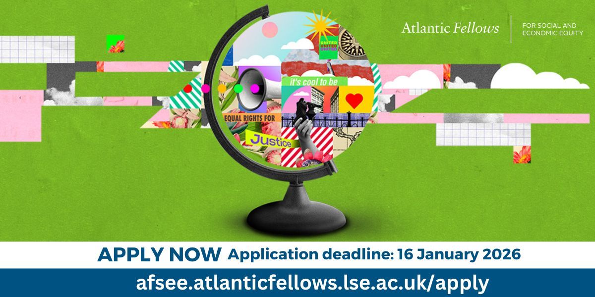 Are you working to build a fairer world? 🌍 

Applications are now open for the 2026-27 Atlantic Fellows for Social &amp; Economic Equity programme, a funded fellowship for social change leaders at the London School of Economics - LSE.

Learn more: afsee.atlanticfellows.lse.ac.uk/en-gb/news/app…