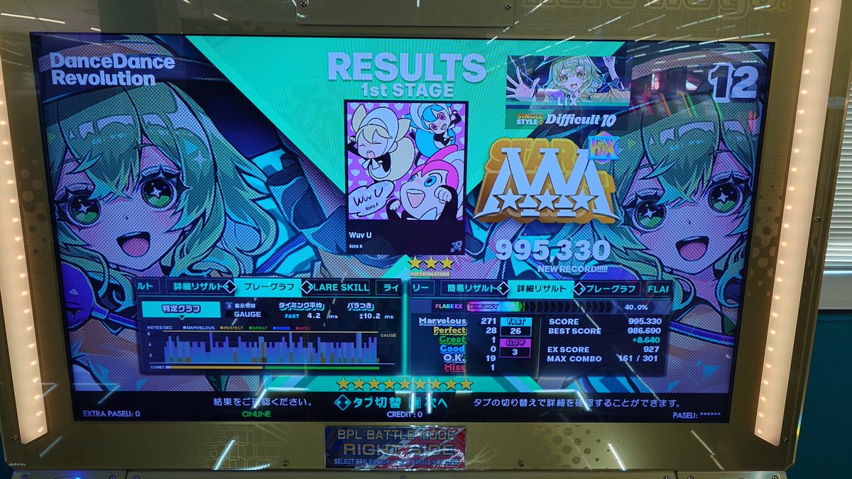 LIX_DDR's tweet image. 【自己べ①】
アップ枠
PFCできないまま終わるのかと思ったら、Poseidon再PFCできて良かった
The Island SongまじでPFCしたいよお
#DDR #DDR_WORLD