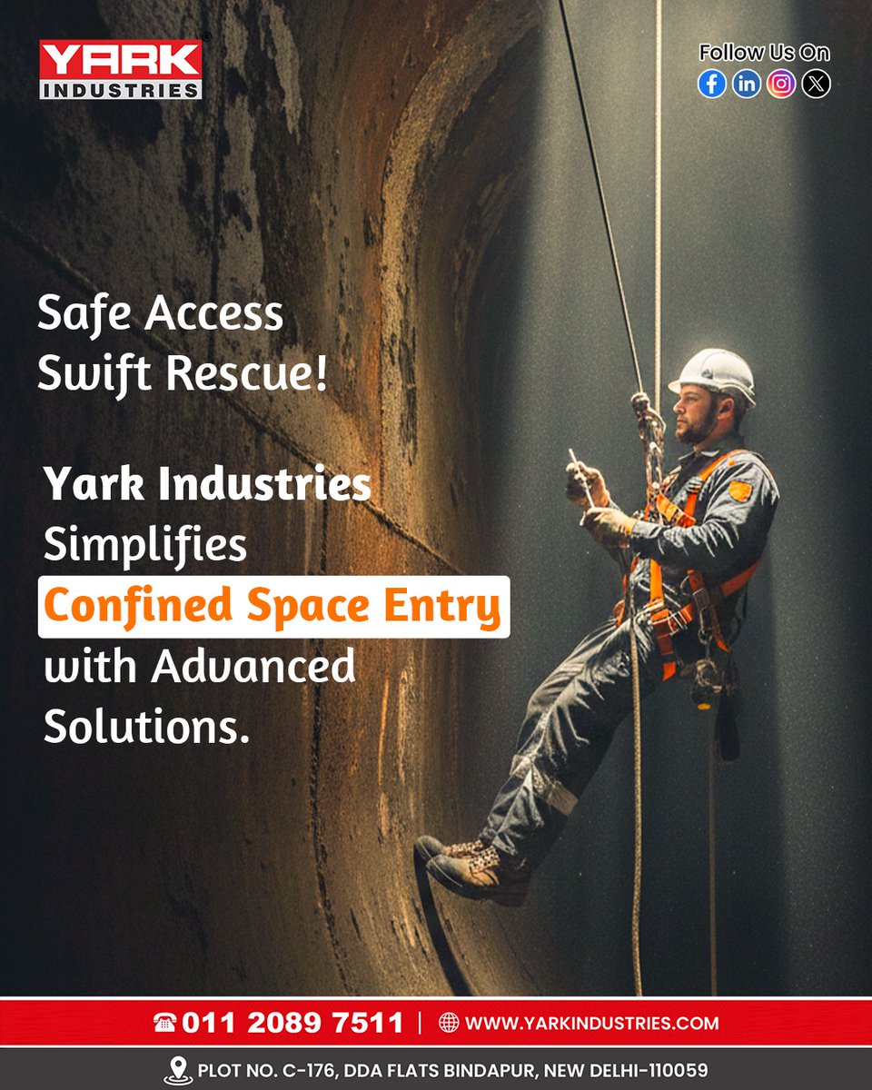 YarkIndustries's tweet image. Step into safety with confidence! 🦺 Yark’s Confined Space Entry solutions make access and retrieval smarter, faster, and safer Yark Industries is there for you. ⚙️💪

For more Information call us at : 01120897511

#YarkIndustries #ConfinedSpaceSafety #WorkplaceSafety