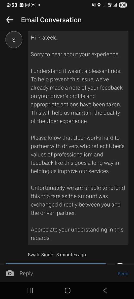 BapatPrateek's tweet photo. @UberIN_Support @Uber_India @UberSoc @Uber @Uber_Support 

Hi, I am not happy with the way this has been handled. Why should I be paying double when you don't how to handle your payment communications
Ipaid through UPI and the driver partner forced to pay up again to him. https://t.co/1Fzp27NLaF