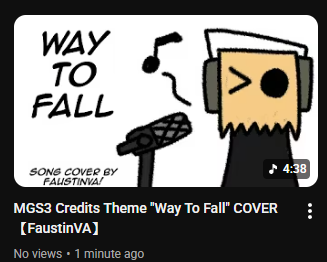 FaustinVA's tweet photo. Posted my first ever cover of a song!
This one's from the credits theme of Metal Gear Solid 3!
Hope you enjoy!
https://t.co/5rvmccVOfJ https://t.co/KxtqrnfdRu