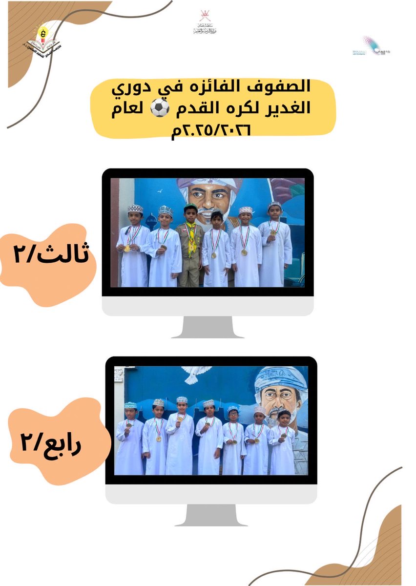 الصفوف الفائزة في دوري الغدير لكرة القدم ⚽️🥇.