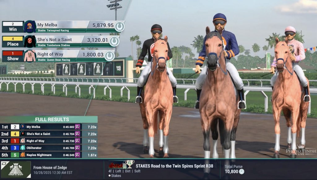 “My Melba” breaks her maiden in a hot field in a Road To The Twin Spires Sprint qualifying heat.