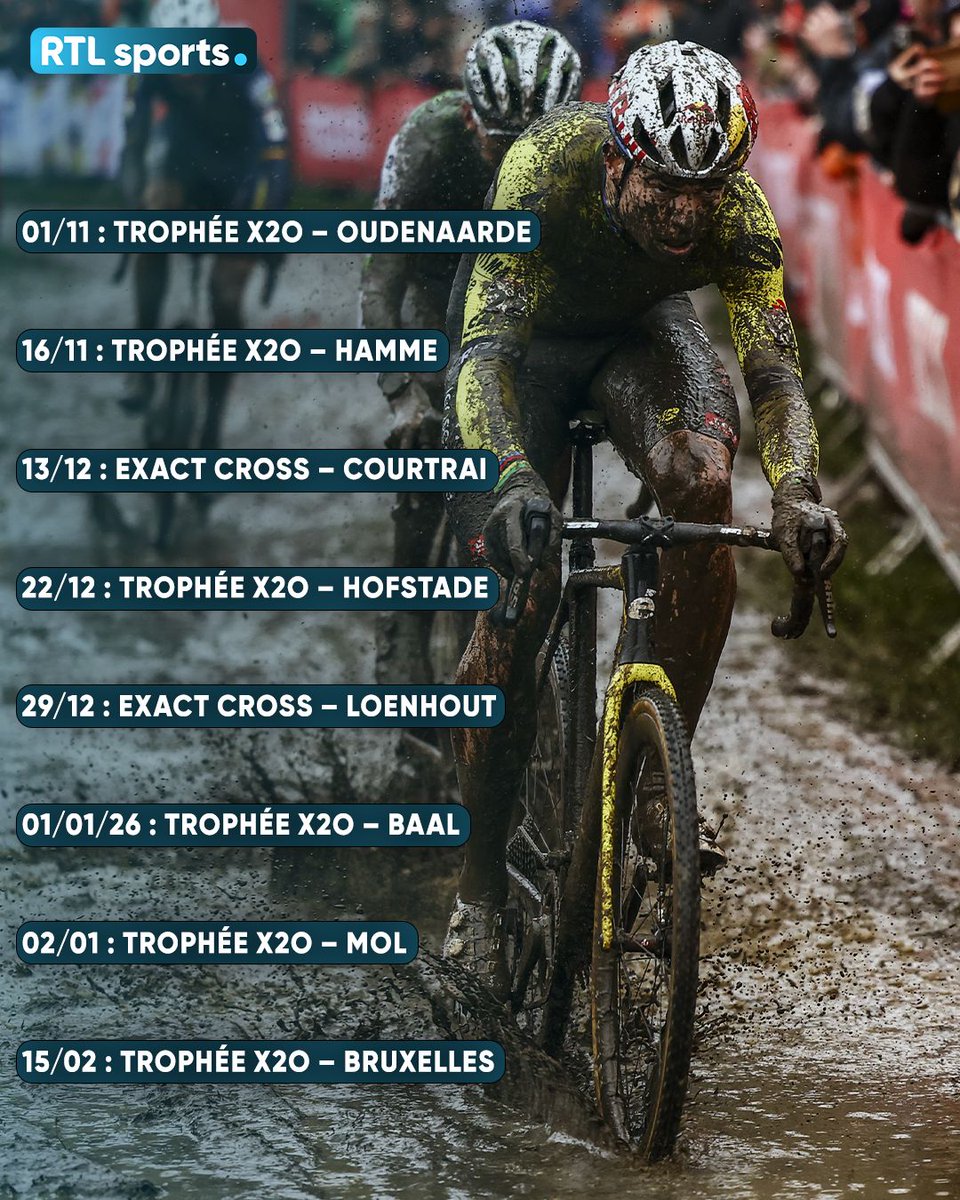Le cyclo-cross est de retour sur #RTLsports à partir de ce week-end. Voici les courses que nous diffuserons ! 🌨️