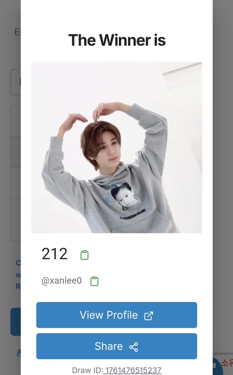 늦어서 죄송합니다♡
<a href="/xanlee0/">212</a> 당첨 축하드려요!디엠 주세요!