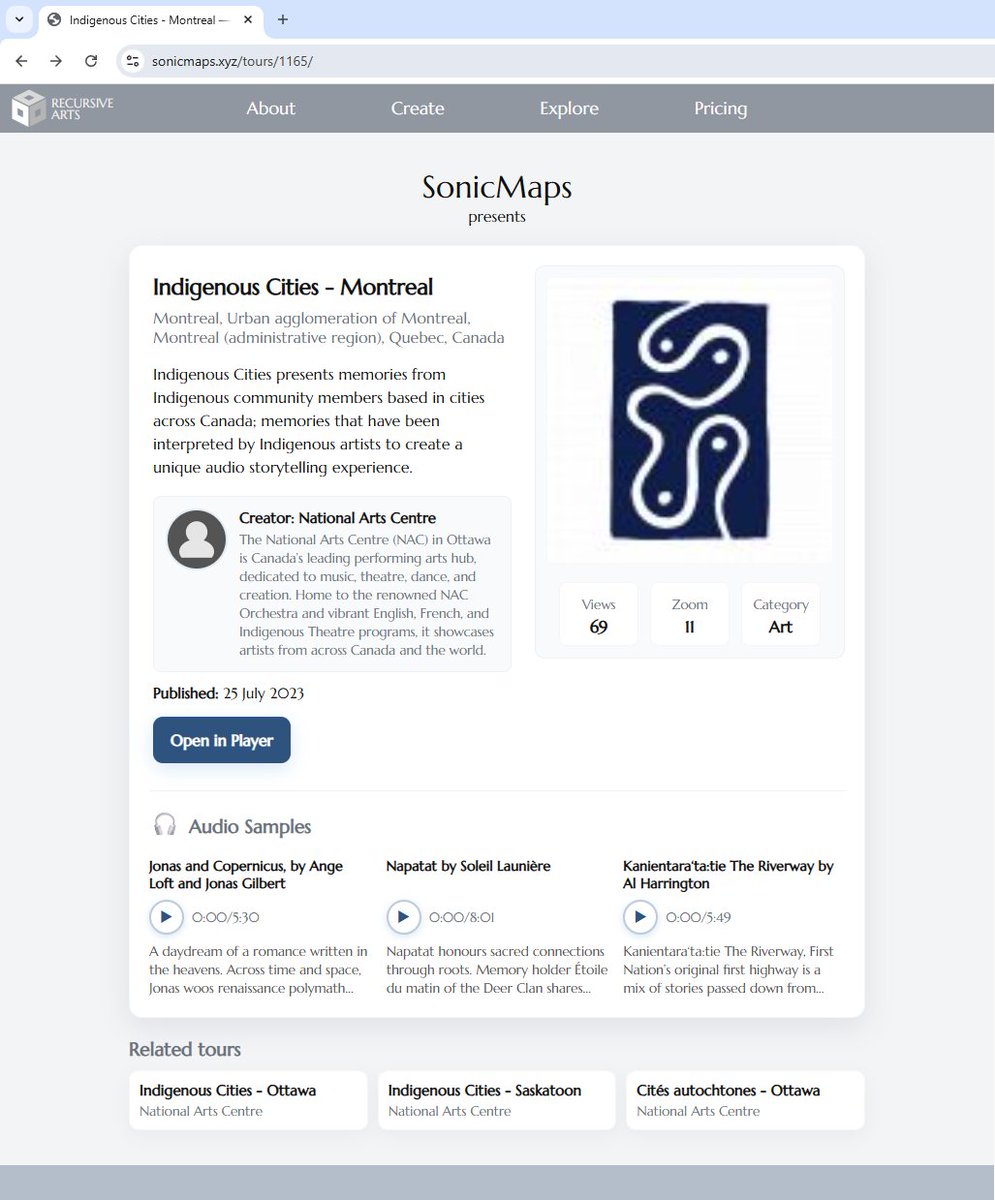 📢 All #SonicMaps public tours now have their own dedicated page—making discovery and sharing even easier! 🌍

If you’re a creator, make sure your bio and photo are up to date in the Editor—your profile appears on every tour page and helps listeners connect with your story!