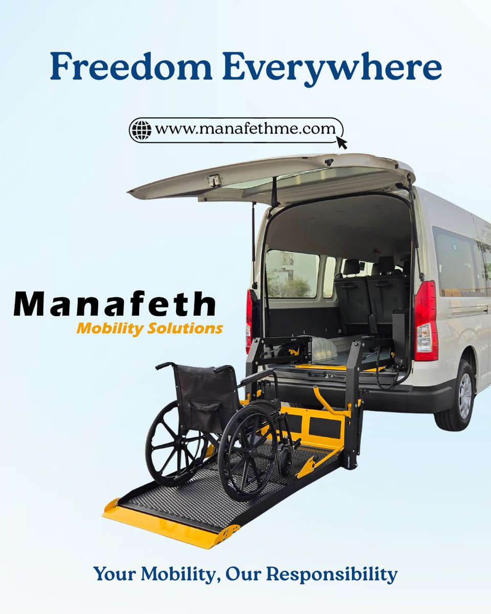 Manafethme's tweet image. From Ease at Home to Comfort in Travel and Freedom Everywhere, Manafeth Mobility Solutions delivers accessibility for every environment — home, vehicle, and beyond.

manafethme.com 

#MobilityForAll #WheelchairLift #TurnySeat #Stairlift  #AccessibleVehicles