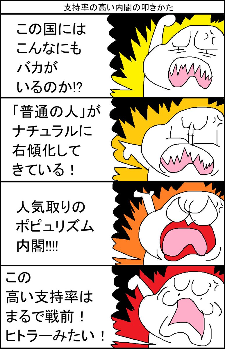 surumelock's tweet image. 支持率の高い内閣の叩き方