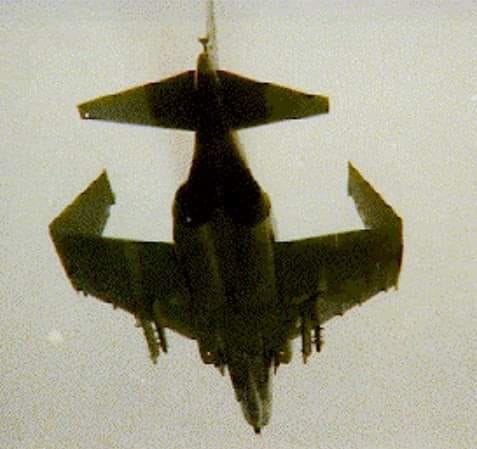 This Phantom II launched from USS Roosevelt (CVA-42)  was flying with outboard wings folded 
(1966)