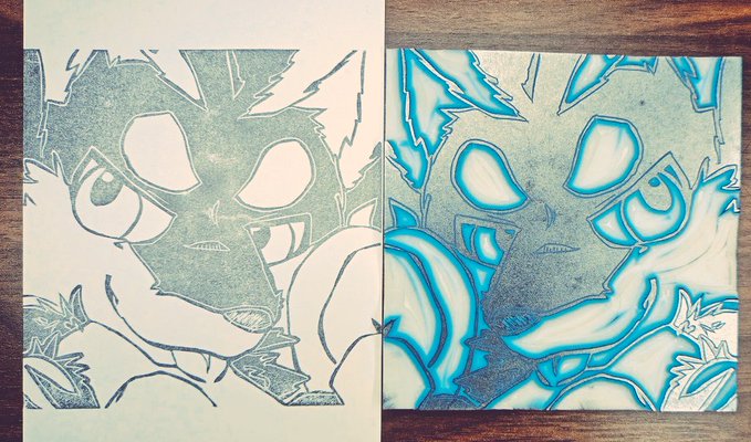 <a href="/vels_725/">なるちん</a> さん
「ベルス」
可愛くできた！
どう？立体的～(´･ω･`)？
なるちんさんともう一人彫り途中～
はつじゅーの時に一緒に渡すね～
#消しケモ #ケモノ #消しはん #消しハン #消しゴムハンコ #消しゴムはんこ