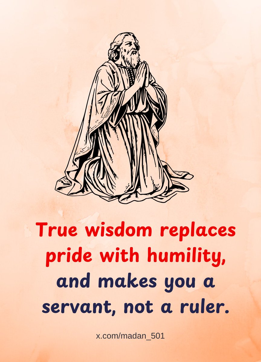 madan_501's tweet image. Spiritual wisdom teaches us to drop false pride
and become humble servants of the world.

It reminds us that greatness isn’t in dominating others,
but in serving with love and humility.

#SpiritualWisdom #Humility #SelfRealization
