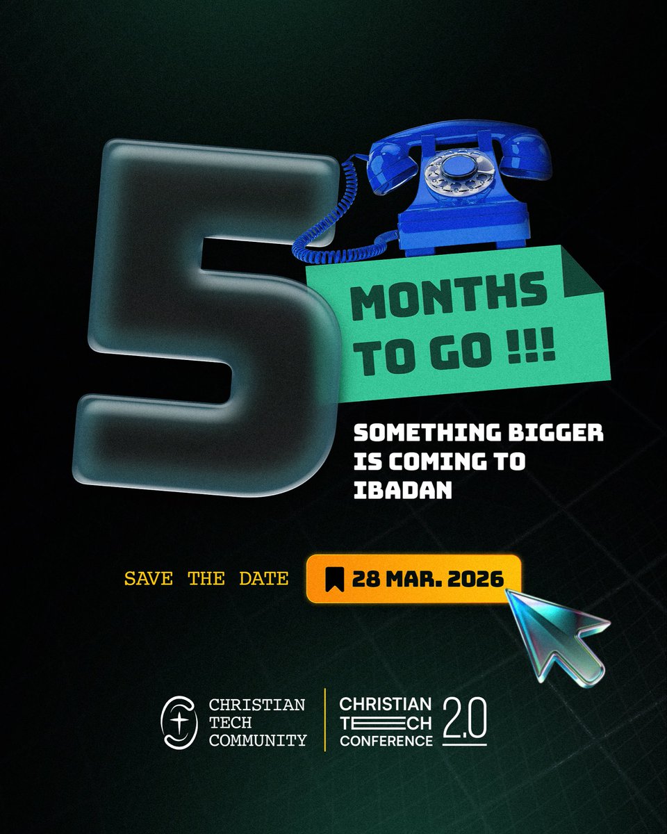 christiantechco's tweet photo. Mark your calendars, Ibadan! We’re counting down to something massive.
Save the date: March 28, 2026
#Ibadan #SaveTheDate #IbadanEvent #March2026 #ComingSoon #CTC2026 #ChristianTechConference #CTC #FaithMeetsInnovation #ChristianTechCommunity #FaithinTech #ChristiansInTech https://t.co/gl3I8TtwaR